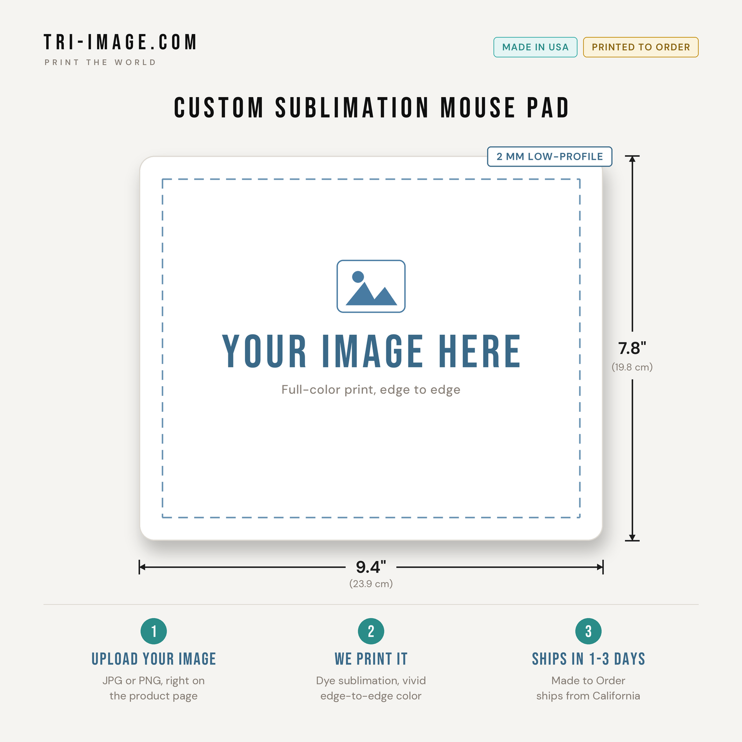 Custom Sublimation Mouse Pad for Your Design, Printed to Order