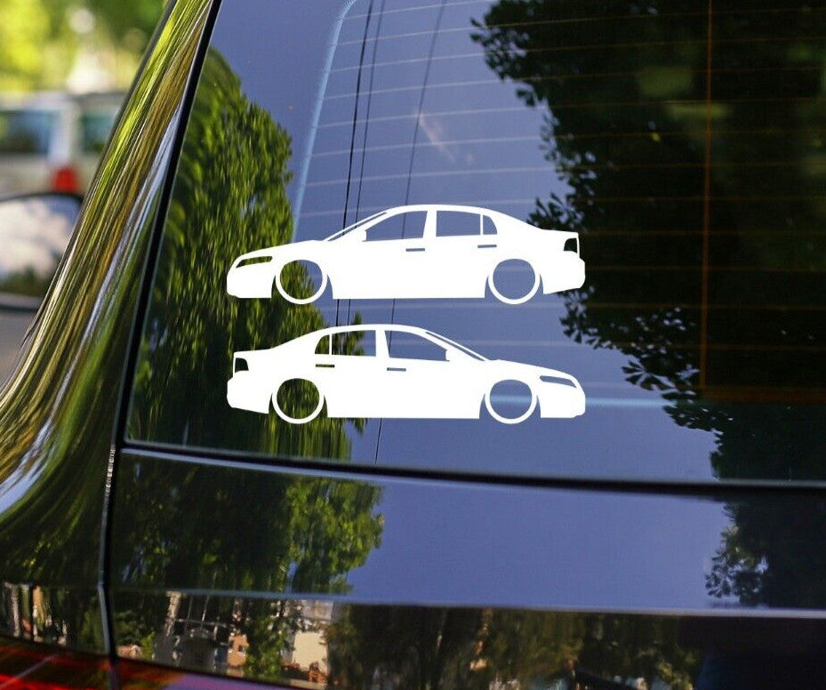2x Lowered Car Silhouette Decal Sticker for Acura TL Sedan 3rd Gen UA6 04-08