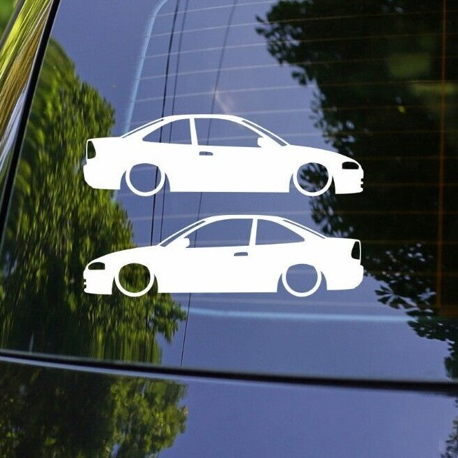 2x Lowered Car Decal Stickers for Mitsubishi Mirage Asti Coupe 1995-03 No Wing