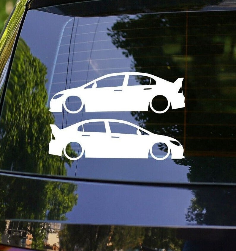 2x Lowered Car JDM Stickers for Honda Civic FD2R Type-R 8th Gen