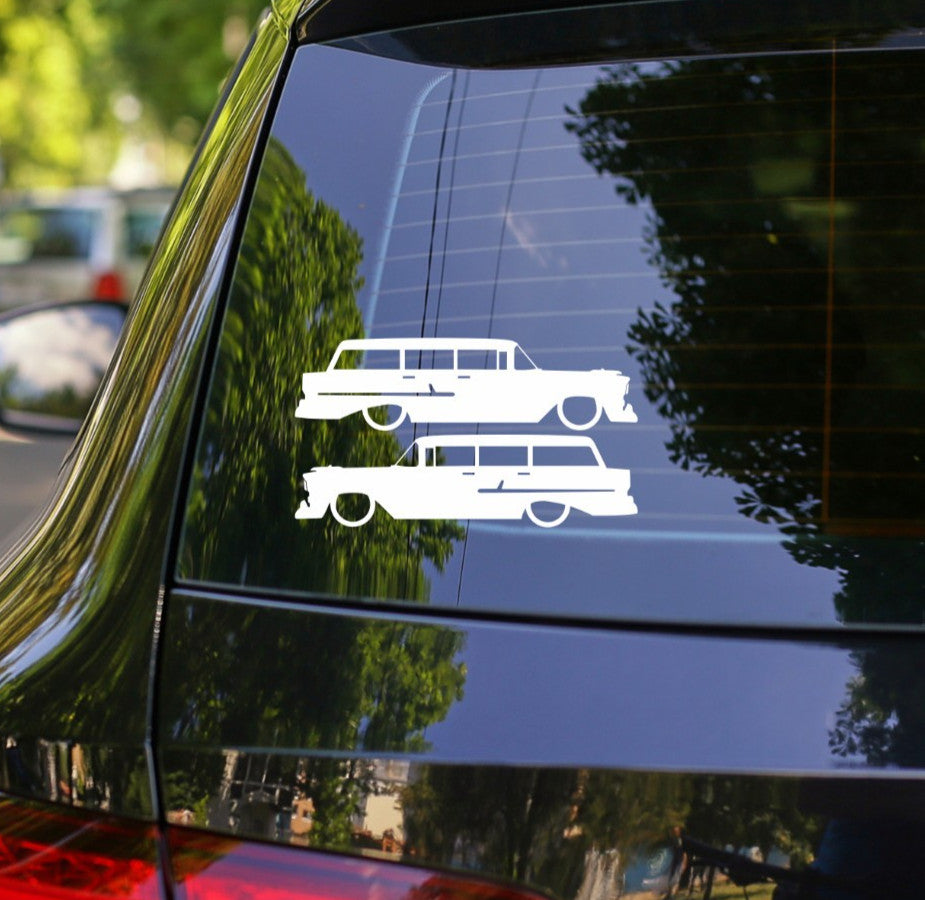 2x Lowered Car Decal Stickers for 1955 Chevrolet Bel Air 4-DOOR Station Wagon