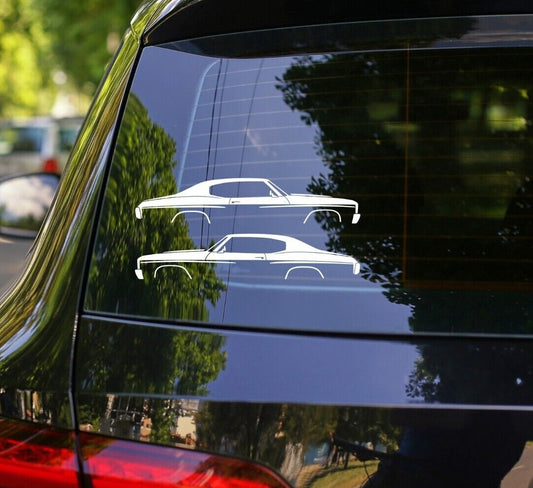 2X Car Silhouette Decal Stickers for 1970-72 Chevrolet Chevelle Malibu Coupe SS