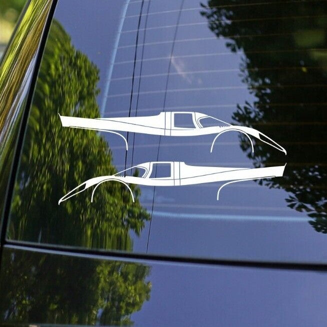 2x Classic Car Silhouette Decal Stickers for Porsche 917 Vintage Le Mans Racer