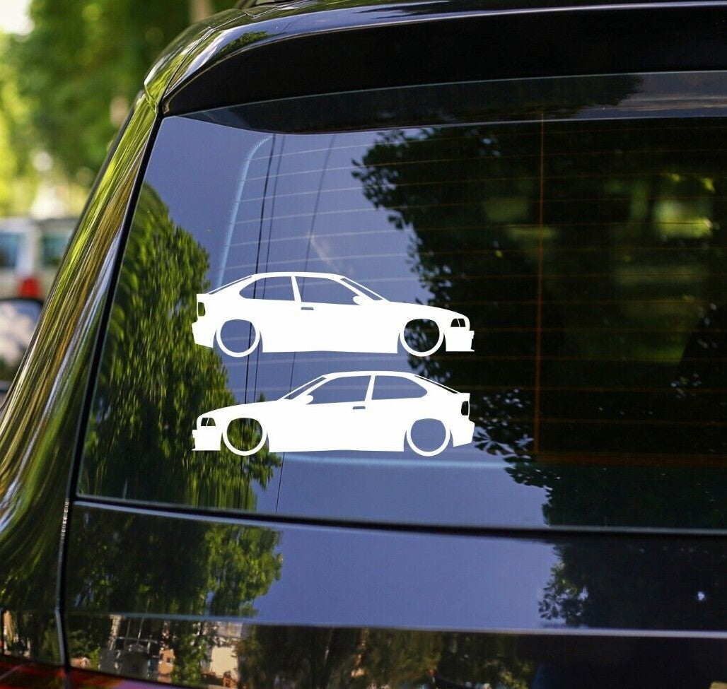 2x Lowered Car Silhouette Decal Stickers for BMW E36 3-series 323ti 318ti