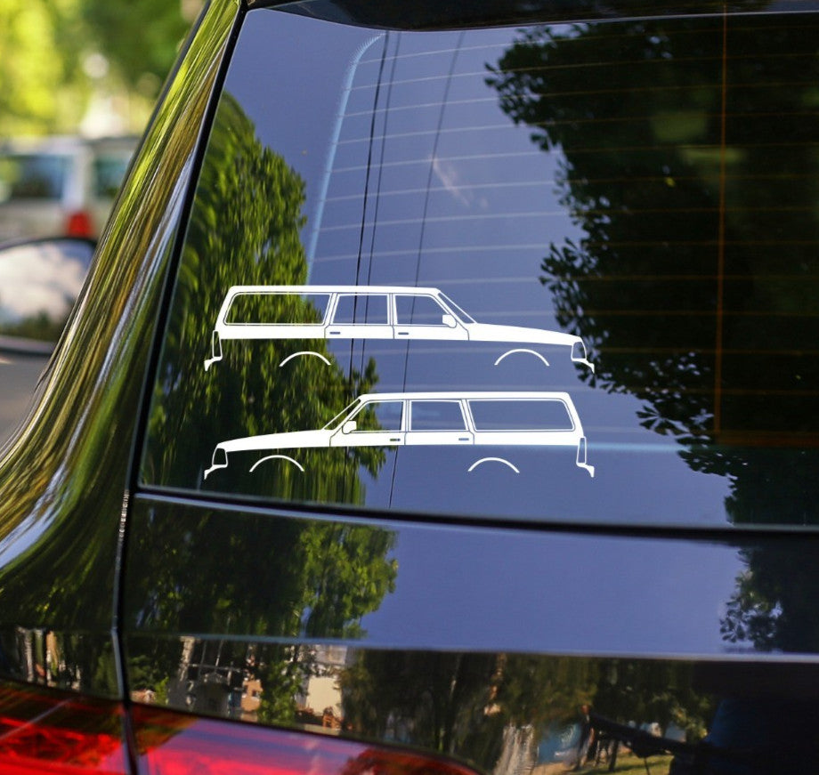 2x Car Silhouette Stickers for Volvo 240 245 Turbo Station Wagon
