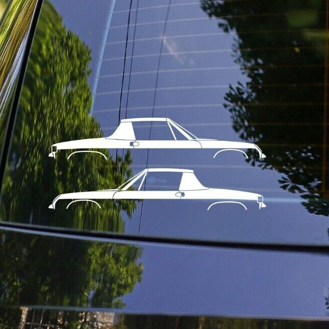 2x Sports Car Silhouette Decal Stickers for Classic Porsche 914 top on