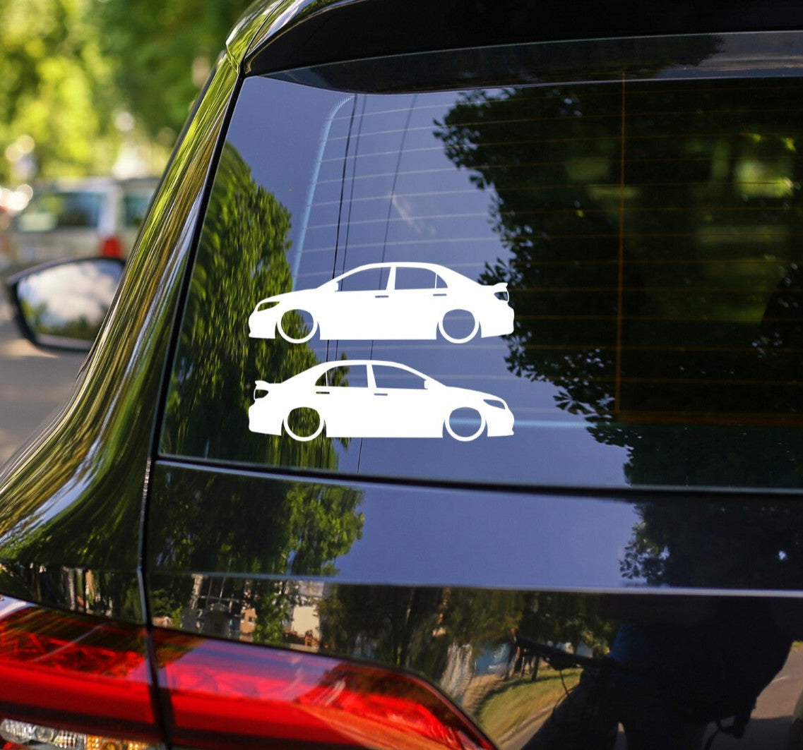 2x Lowered Car Decal Stickers for Toyota Corolla S XLE XRS Sedan with Wing 10th
