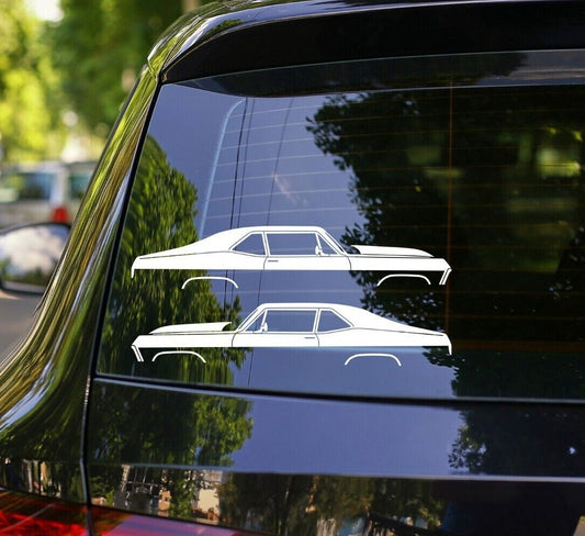 2X Drag Car Silhouette Stickers for Chevrolet Nova 3rd gen 1968-72 W/Cowl Hood
