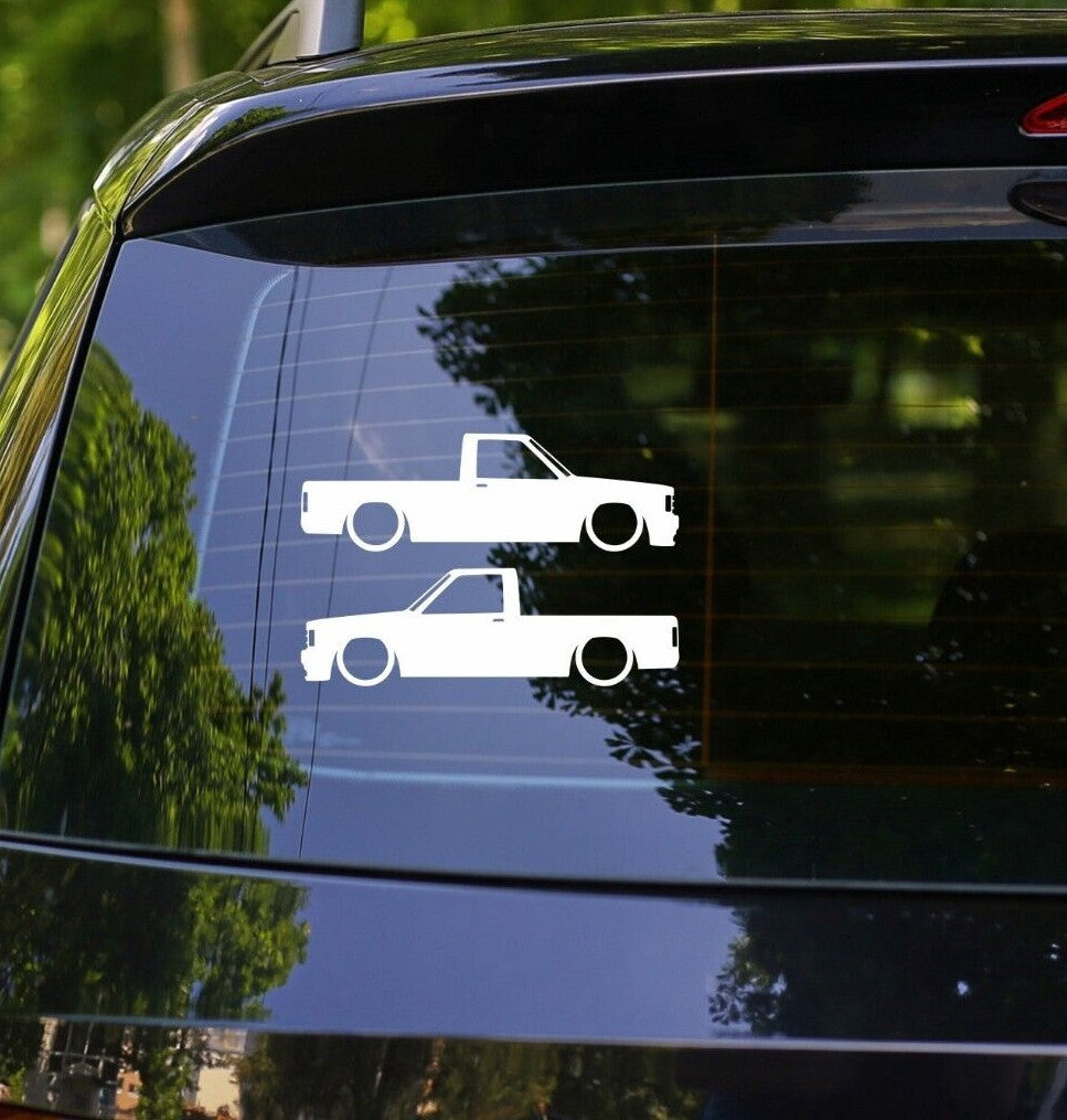 2x Lowered Car Pickup Truck Silhouette Decal Stickers Chevrolet S10 1982-1993