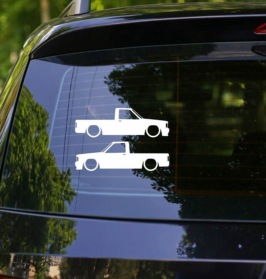 2x Lowered Car Pickup Truck Silhouette Decal Stickers Chevrolet S10 1982-1993