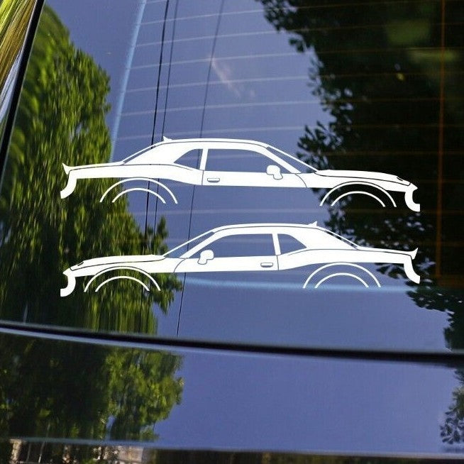 2x Car Silhouette Stickers for Dodge Challenger SRT Hellcat Demon S248
