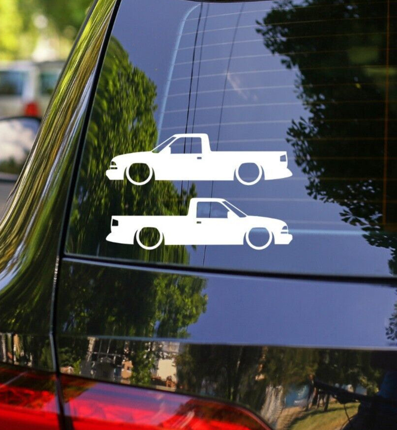 2x Lowered Truck Silhouette Decal Sticker for Chevrolet S10 1998-2004 Single Cab