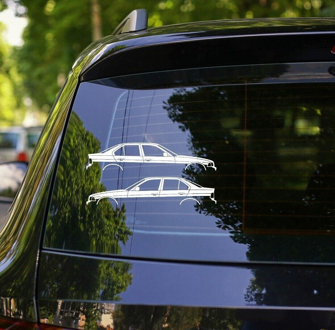 2x Car Silhouette Decal Stickers for BMW E36 Sedan 4-door 325i 328i 320i Classic