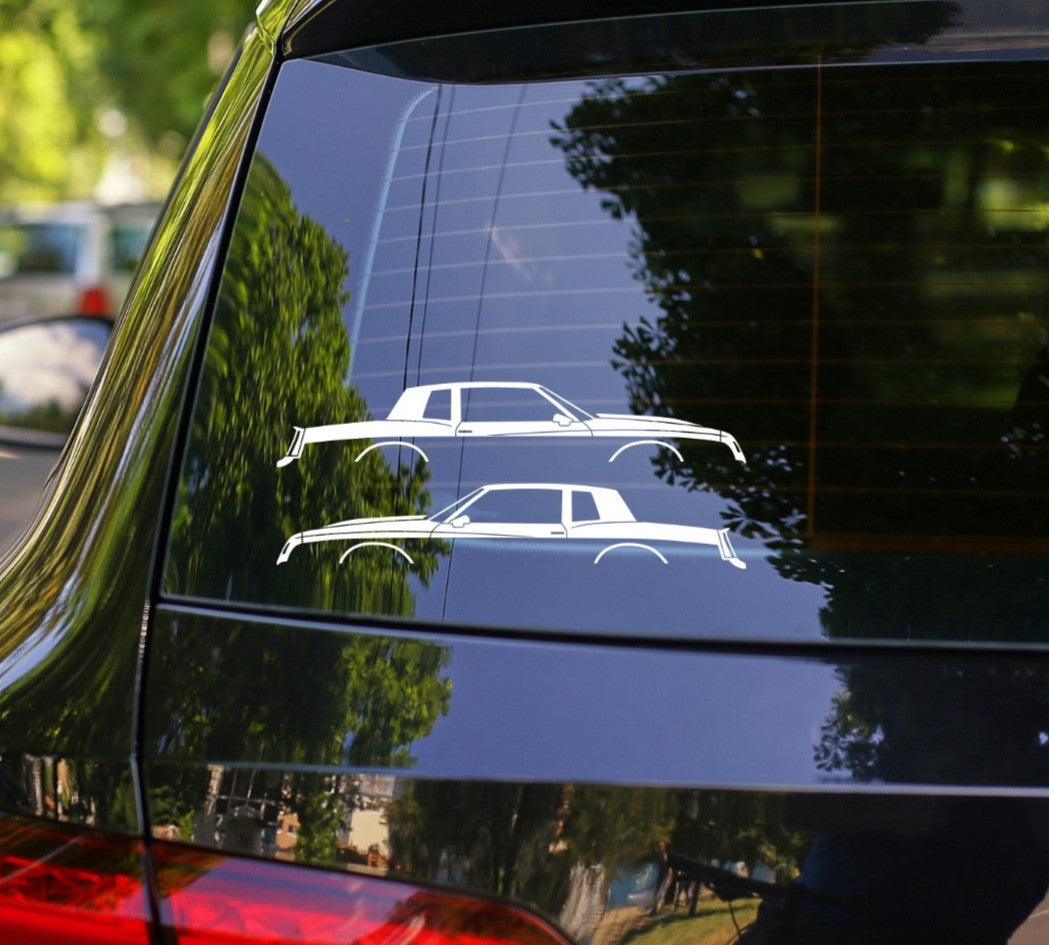 2x Car Silhouette Decal Stickers for Chevrolet Monte Carlo SS 4th Gen 1983-1988