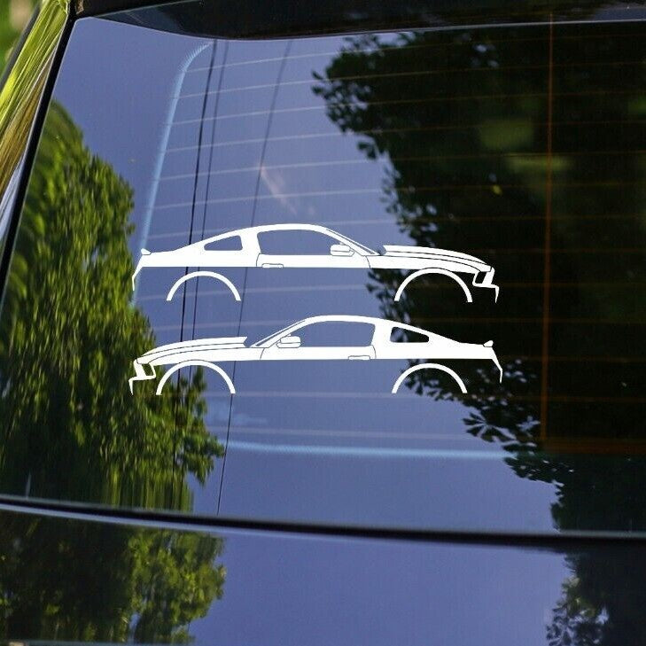 2X Car Silhouette Decal Sticker for Ford Mustang 5th gen Facelift S197 Cowl Hood
