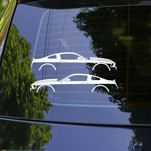 2X Car Silhouette Decal Sticker for Ford Mustang 5th gen Facelift S197 Cowl Hood
