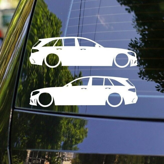2x Lowered Car Silhouette Decal Stickers for Mercedes C43 S205 AMG 2014-2021