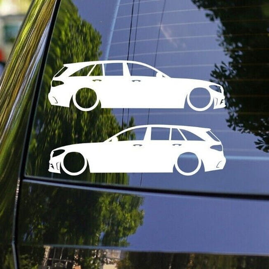 2x Lowered Car Silhouette Decal Stickers for Mercedes C43 S205 AMG 2014-2021