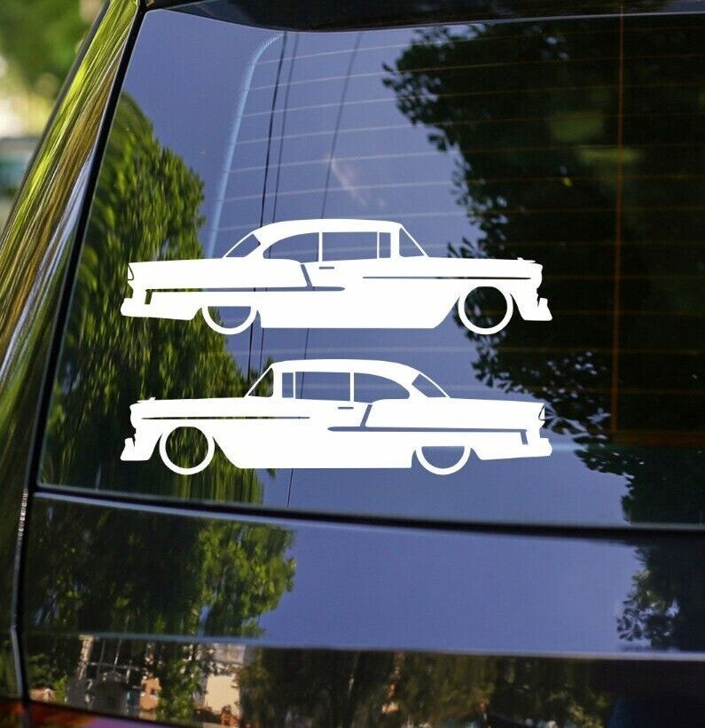 2x Lowered Car Stickers for 1955 Chevrolet Bel Air classic 2-door hardtop