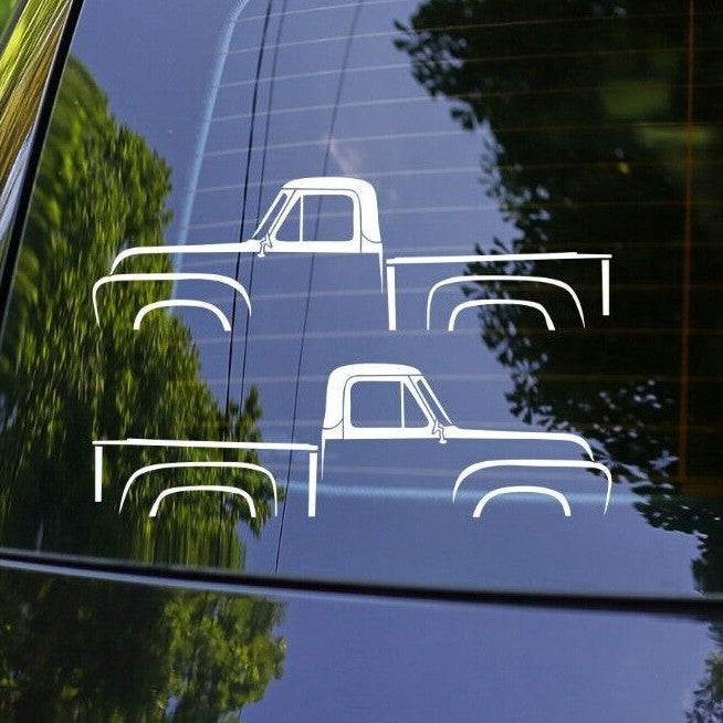 2x Classic Truck Silhouette Decal Stickers for Ford F100 2nd gen 53-56