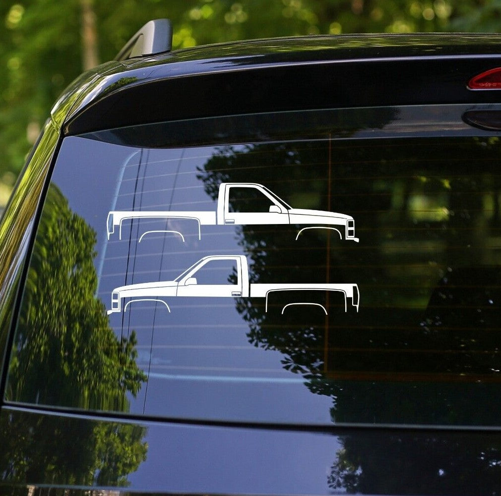 2x Truck Silhouette Decal Stickers for Chevrolet Silverado Stepside C1500 OBS