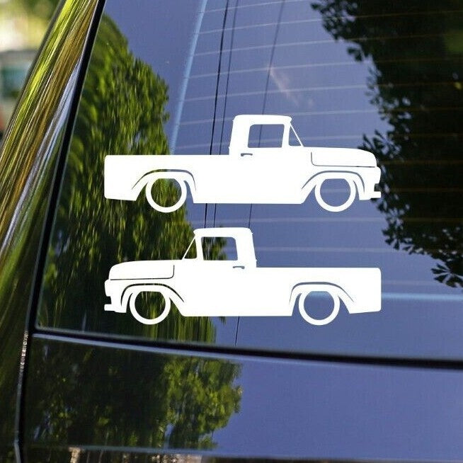 2x Lowered Truck Decal Stickers for Ford Classic F100 Short Bed 3rd 1957-1960