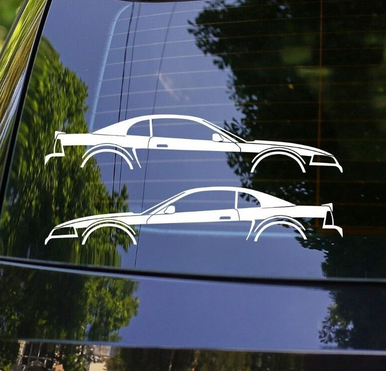 2X Car Silhouette Stickers for Ford Mustang GT 1999-2004 New Edge
