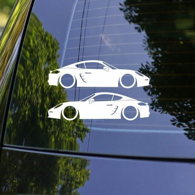 2x Lowered Sports Car Silhouette Decal Stickers for Porsche Cayman S 981