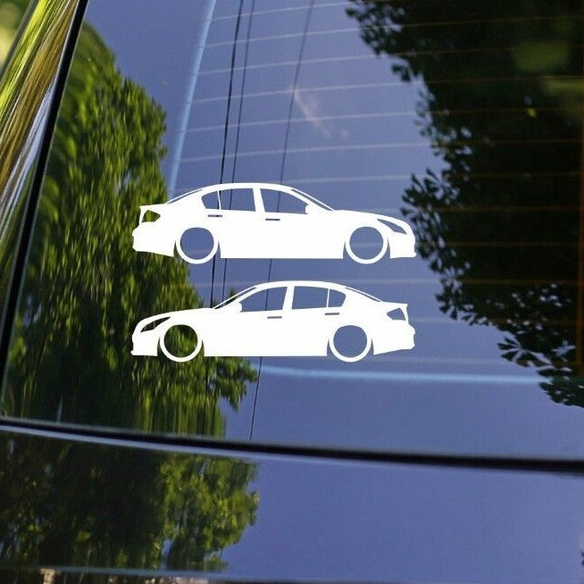 2x Lowered Car Silhouette Decal Stickers for Infiniti G37 4-Door Sedan USDM