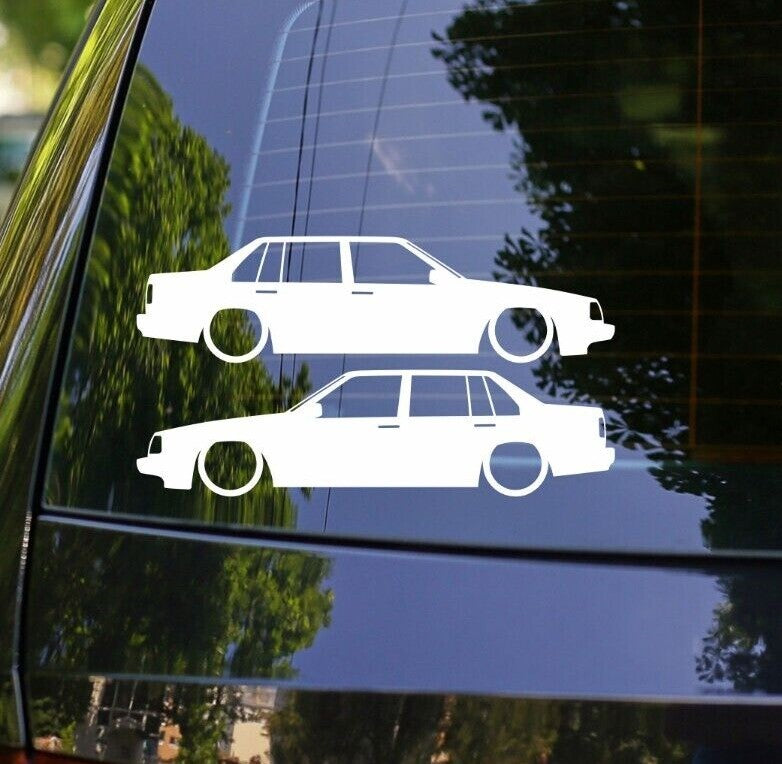 2X Lowered Car Silhouette Decal Stickers for Volvo 940 Turbo Sedan Classic