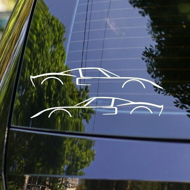 2x Lowered Car Silhouette Decal Stickers for 1969 Ford GT40 Classic