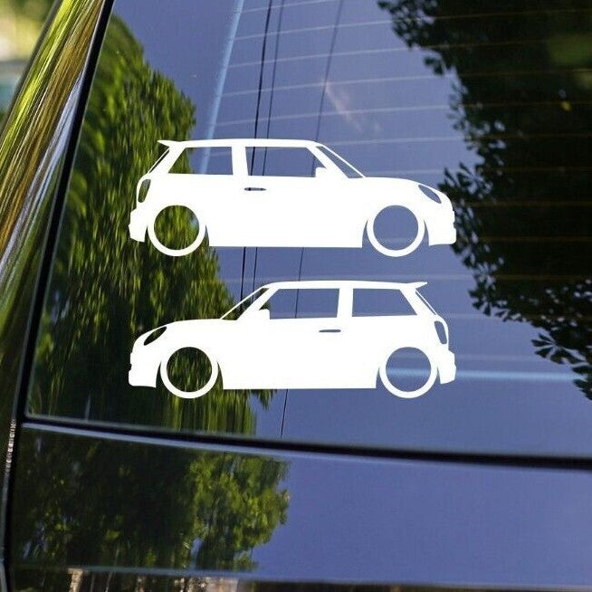2x Lowered Car Outline Decal Stickers for Mini Cooper Hardtop F56