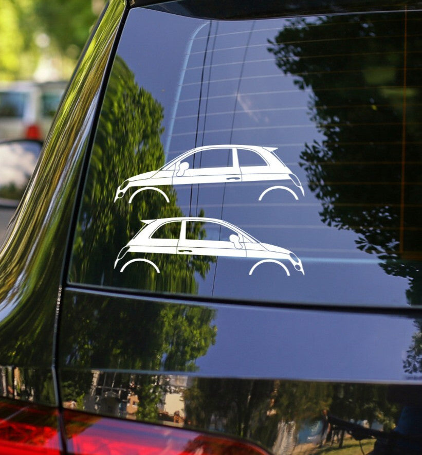2x Lowered Car Decal Stickers for Fiat 500 500e Hatchback 2007-2024