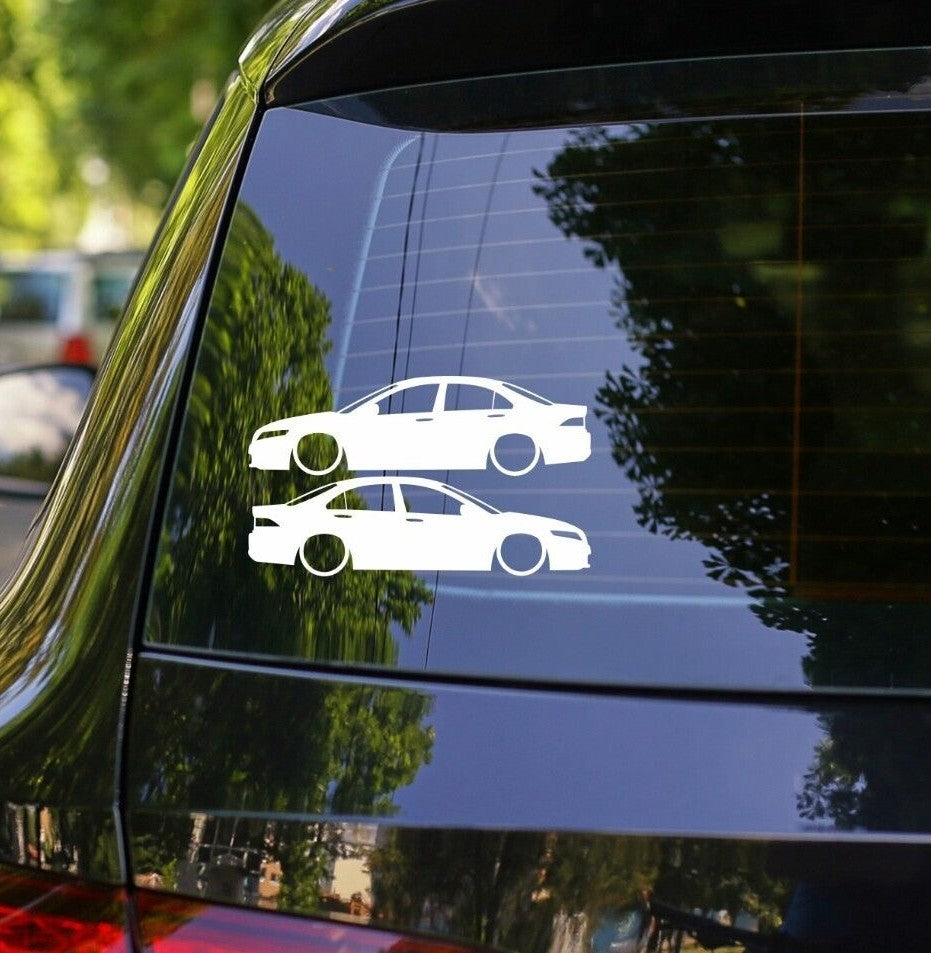 2x Lowered Car Silhouette Decal Stickers for Acura TSX 1st gen CL9 Sedan USDM