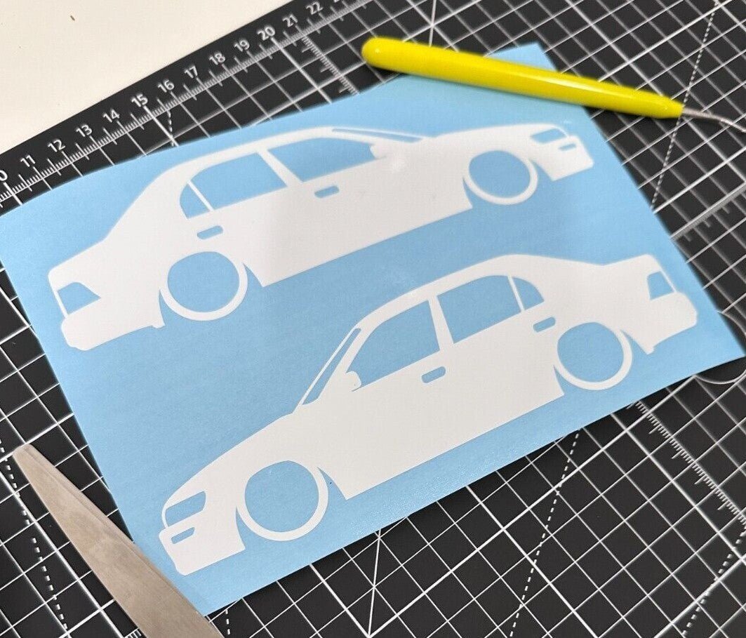 2x Lowered Car Silhouette Decal Stickers for Toyota Corolla Sedan AE100 1992-98