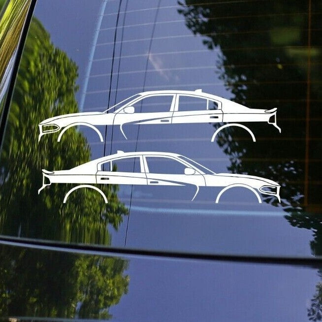 2x Car Silhouette Stickers for 2015 Dodge Charger Sedan