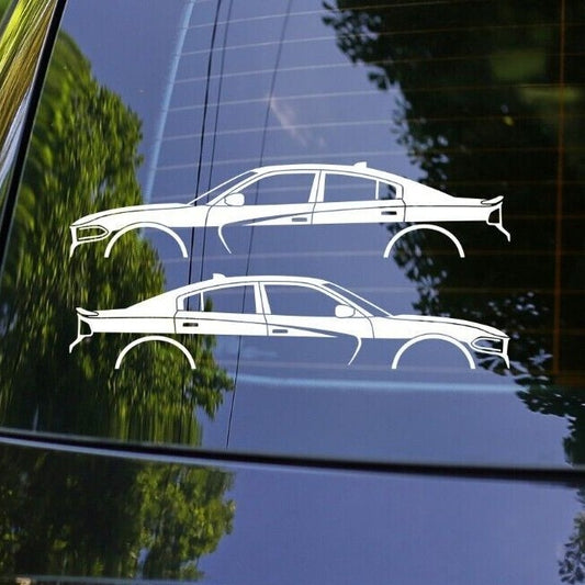2x Car Silhouette Stickers for 2015 Dodge Charger Sedan