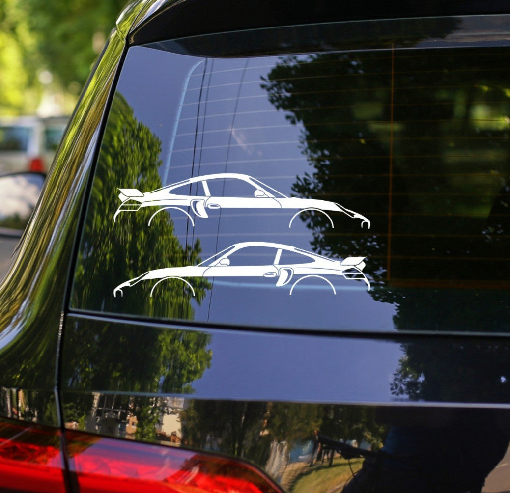 2x Lowered Car Silhouette Decal Stickers for Porsche 911 GT2 996