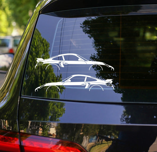 2x Lowered Car Silhouette Decal Stickers for Porsche 911 GT2 996