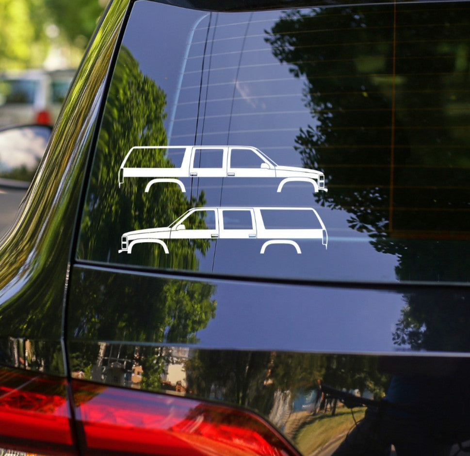 2x Lowered SUV Silhouette Decal Sticker for Chevrolet Suburban 1992-1999