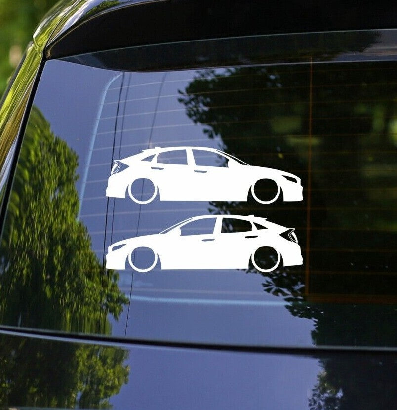 2x Lowered Car Silhouette Decal Stickers for Honda Civic Hatch 10th gen FK 2017