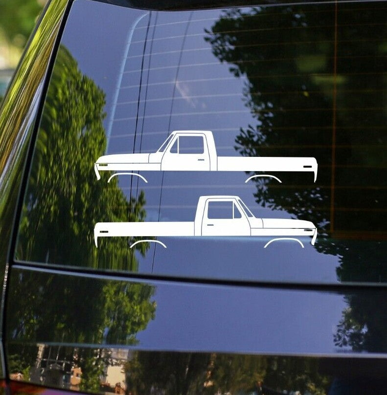 2x Classic Truck Silhouette Decal Stickers for Ford F100 6th gen 73-79 short bed