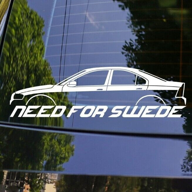 NEED FOR SWEDE Car Silhouette Decal Sticker for Volvo S40 2nd Gen T5 R-Design
